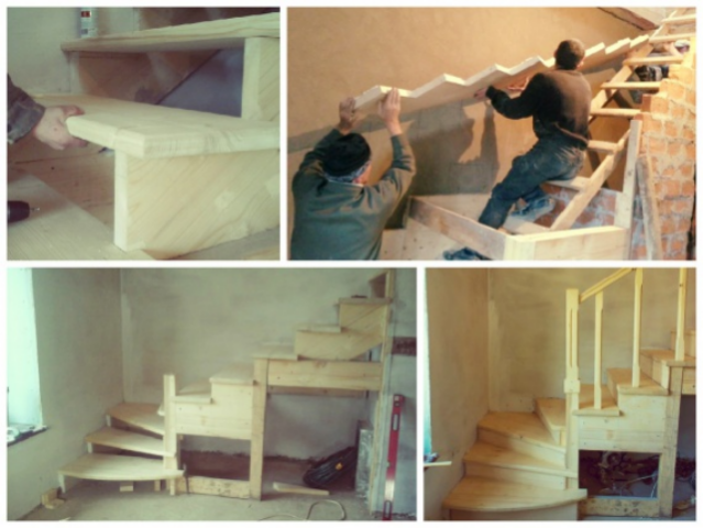 Деревянная лестница в доме из соломы