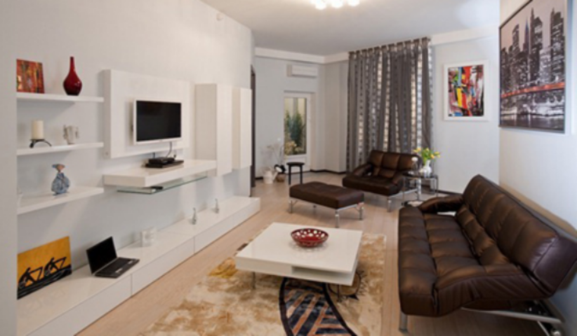 Дизайн вытянутой прямоугольной гостиной