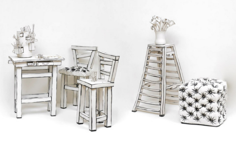 Бумажная керамика: серия "нарисованной" мебели