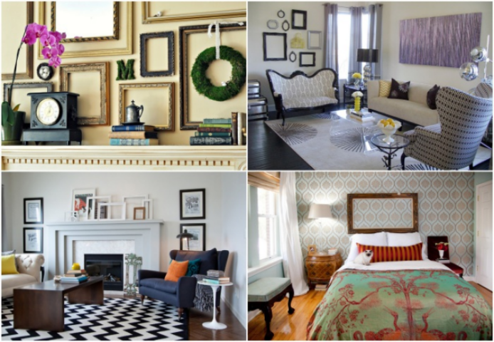 13 практичных примеров украшения жилища с помощью пустых рам для картин