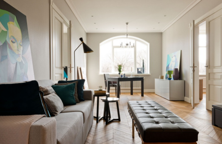 Mонохромная квартира
с яркими акцентами