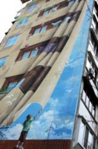 В Киеве  создали самое большое в Украине реалистичное трехмерное изображение на торце жилого дома