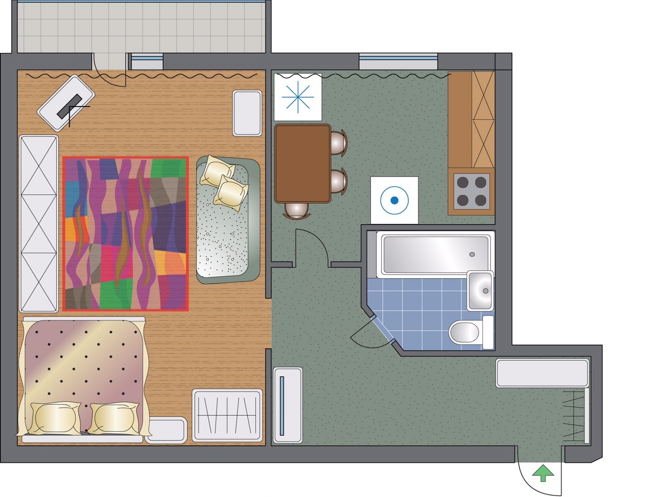 1-комнатная квартира посуточно 36 м², Попудренко ул., 28