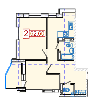 2-комнатная 62.6 м² в ЖК Немецкий проект на Холодной Горе от 28 700 грн/м², Харьков