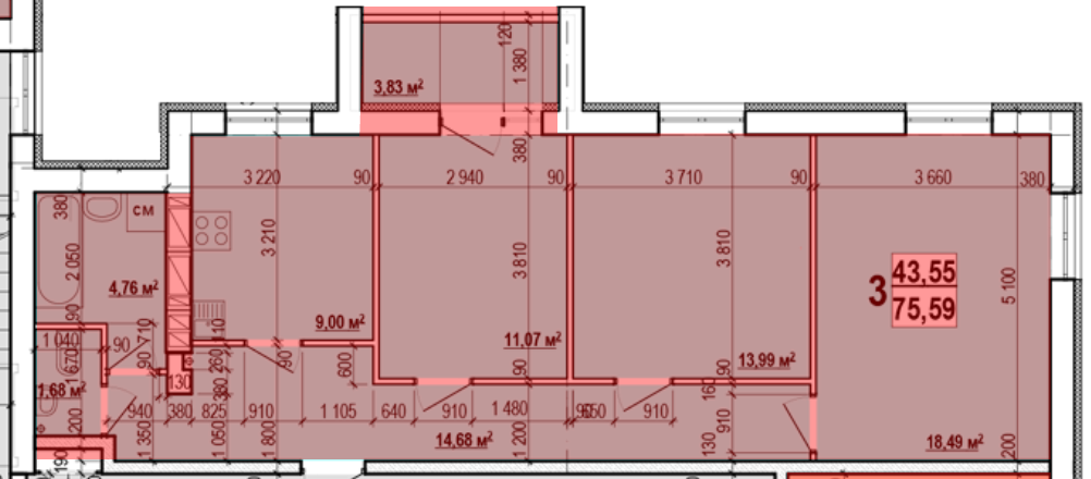 Продажа 3-комнатной квартиры 75 м², Героев Харькова просп., 268