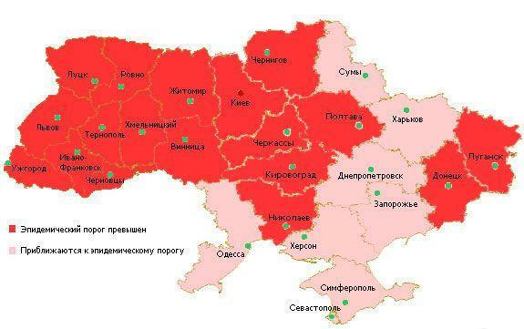 Украина во власти эпидемии. Карта