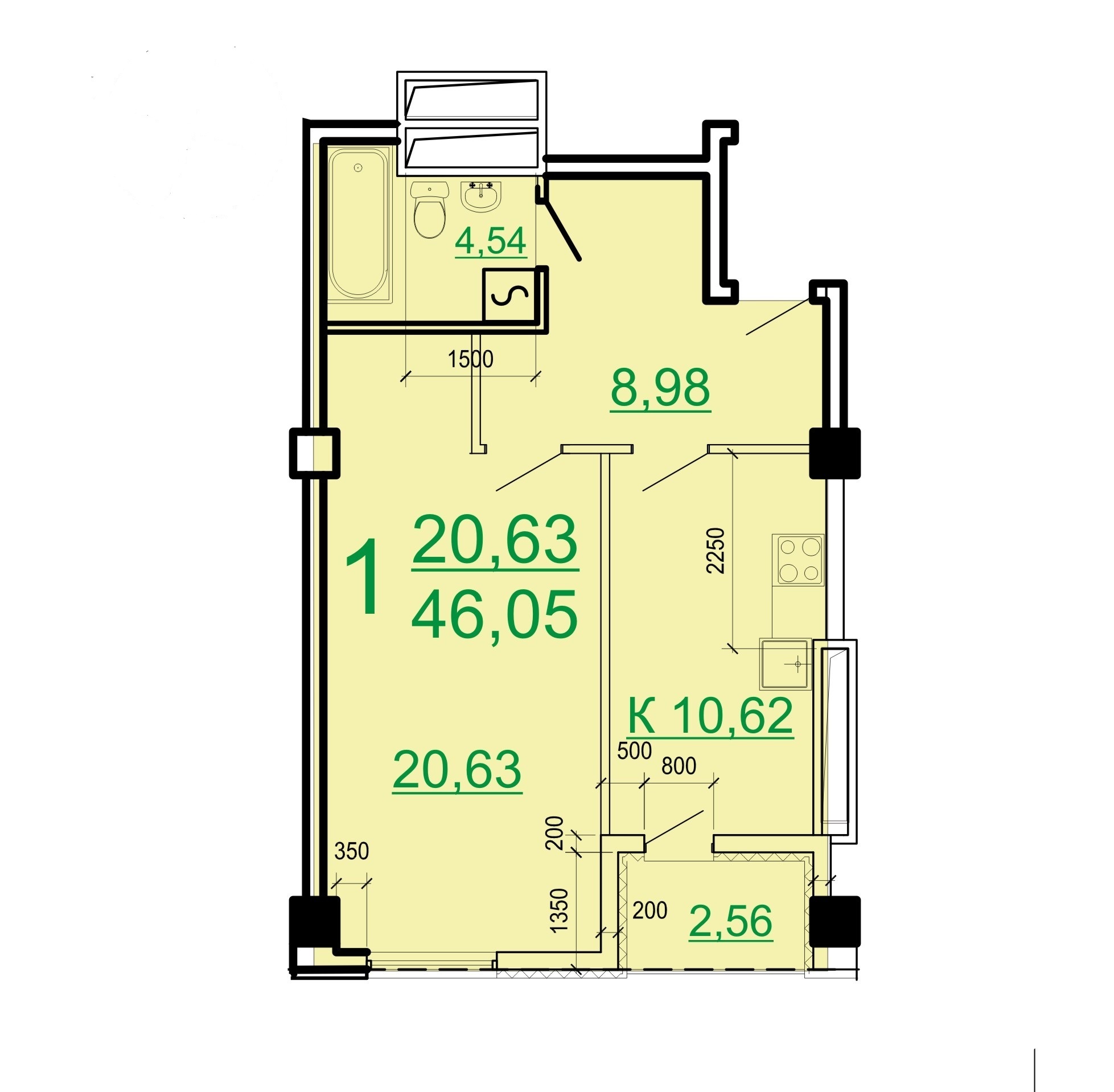 Продаж 1-кімнатної квартири 46 м², Науки просп., 9Д