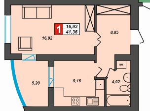 Продажа 1-комнатной квартиры 41.4 м², Прибужская ул., 5/1