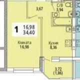 Продажа 1-комнатной квартиры 34.4 м², Озерная ул., 4А