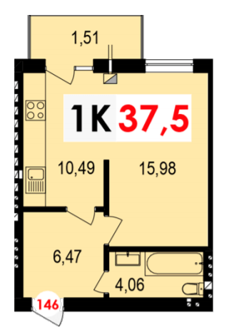 1-комнатная 37.5 м² в ЖК Долишний от 13 400 грн/м², Ивано-Франковск