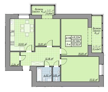 3-кімнатна 92.04 м² в ЖК Millennium від 13 100 грн/м², Івано-Франківськ