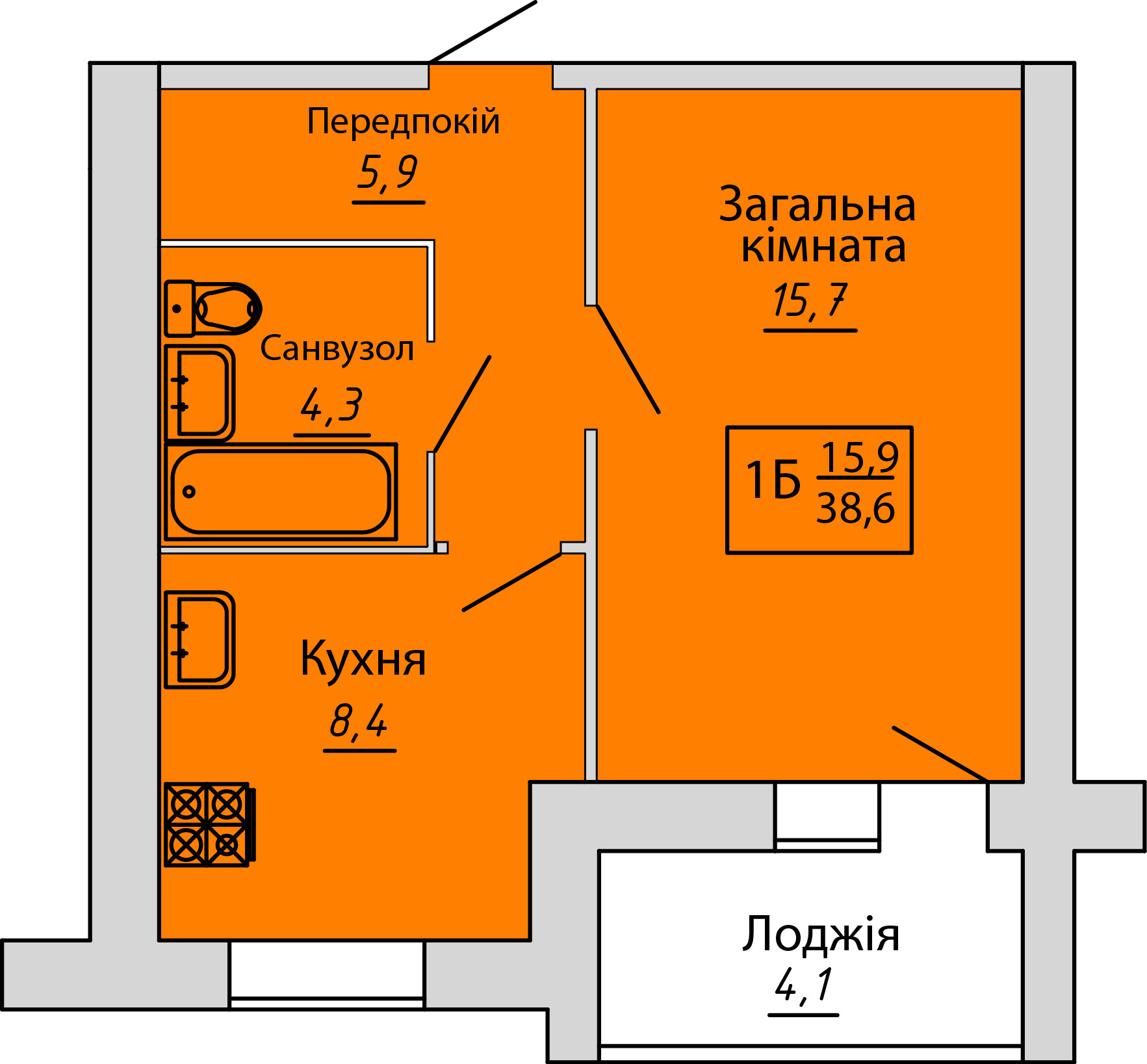 Продажа 1-комнатной квартиры 38 м², Курский просп., 23