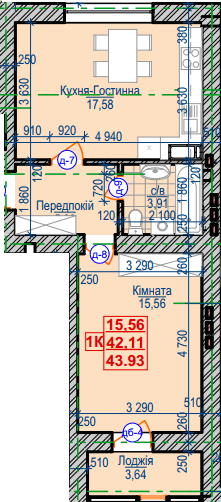 1-комнатная 43.93 м² в ЖК Семейный квартал от 11 900 грн/м², Ивано-Франковск