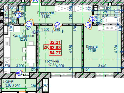 2-кімнатна 64.77 м² в ЖК Сімейний квартал від 11 900 грн/м², Івано-Франківськ