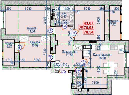 3-комнатная 78.54 м² в ЖК Семейный квартал от 11 900 грн/м², Ивано-Франковск