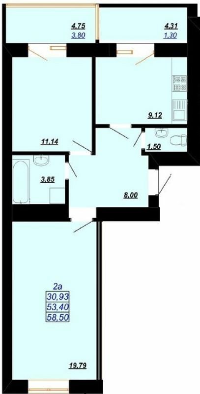 2-комнатная 58.5 м² в ЖК Цитадель-2 от 12 000 грн/м², Ивано-Франковск