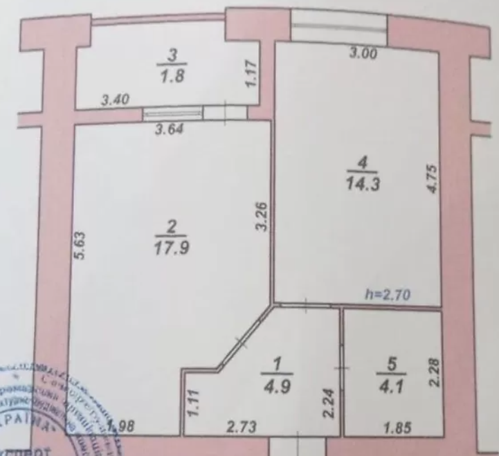 Продаж 1-кімнатної квартири 42 м², Миру просп., 2