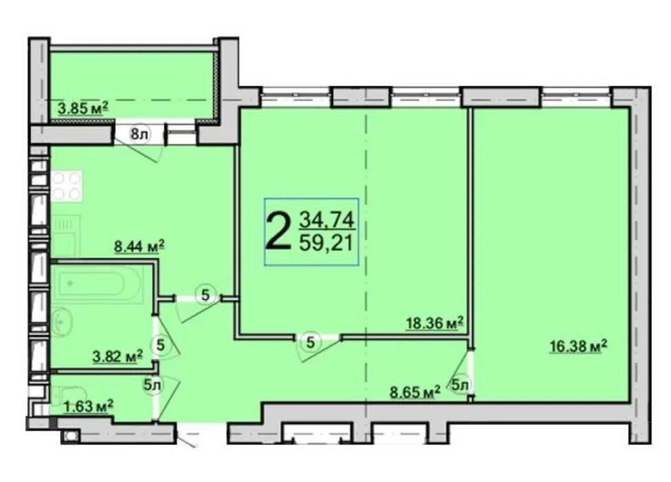Продажа 2-комнатной квартиры 60 м², Шевченковский пер., 48