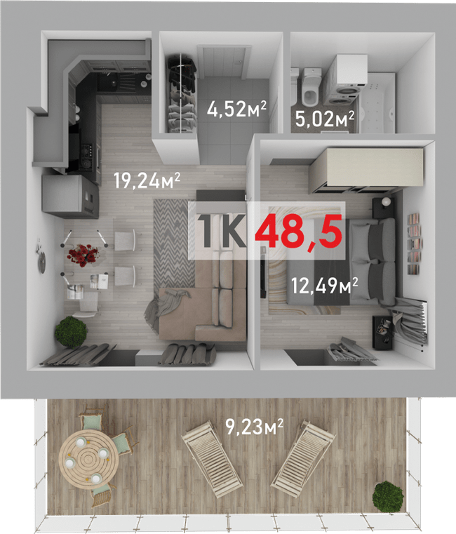 1-кімнатна 48.5 м² в ЖК Квартал Краківський від 12 400 грн/м², с. Вовчинець