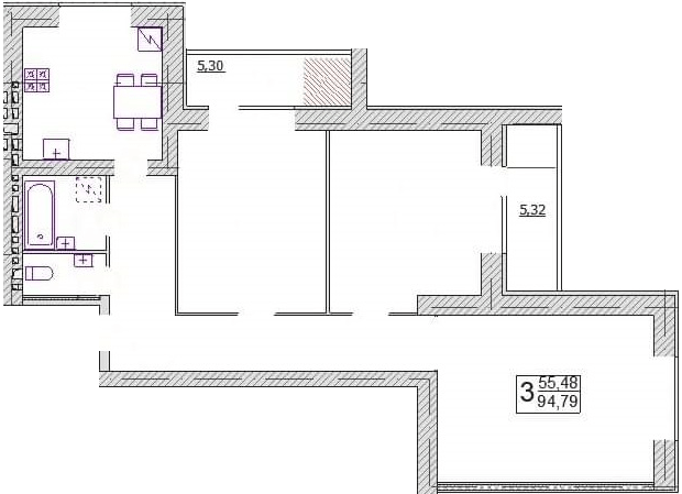 3-кімнатна 94.79 м² в ЖК по просп. Миру, 63 А, Б, В від 16 700 грн/м², Хмельницький