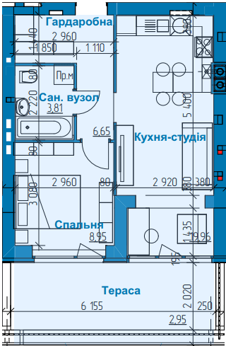 1-комнатная 43.32 м² в ЖК в Лесной Буче от 19 500 грн/м², г. Буча