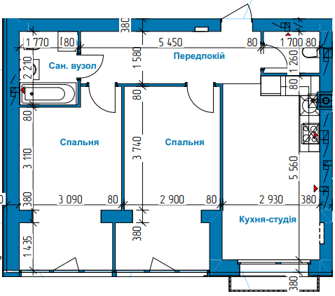 2-кімнатна 60.96 м² в ЖК в Лісовій Бучі від 19 500 грн/м², м. Буча