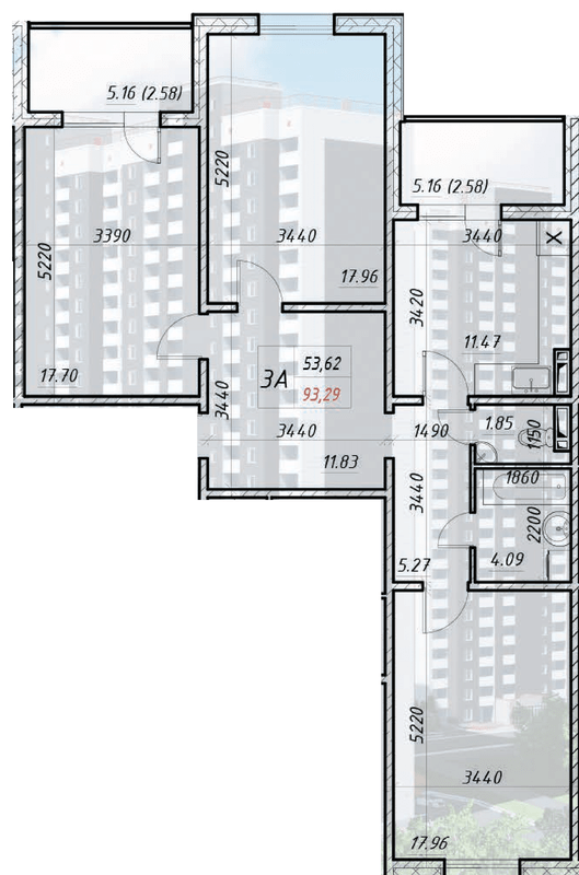 3-комнатная 93.29 м² в ЖК Деснянский от 21 000 грн/м², Киев