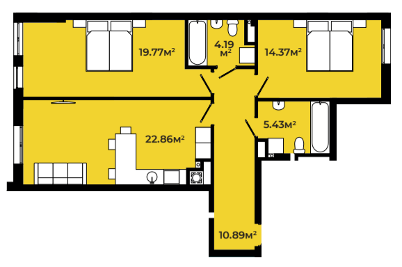 2-кімнатна 77.51 м² в ЖК Continent Green від 18 500 грн/м², Львів