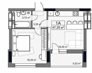 1-кімнатна 47.2 м² в ЖК YARD від 56 000 грн/м², Харків