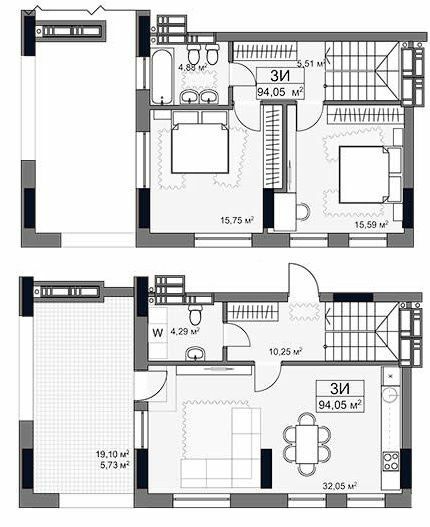 Дворівнева 94.05 м² в ЖК YARD від 37 500 грн/м², Харків