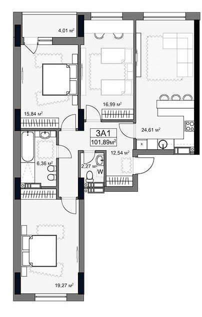3-комнатная 101.89 м² в ЖК YARD от 37 000 грн/м², Харьков