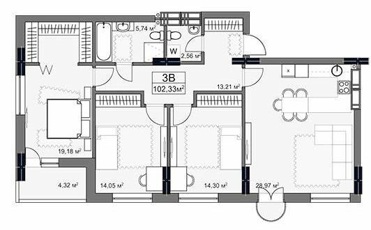 3-комнатная 102.33 м² в ЖК YARD от 42 000 грн/м², Харьков