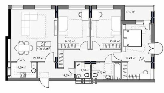 3-кімнатна 104.83 м² в ЖК YARD від 42 000 грн/м², Харків