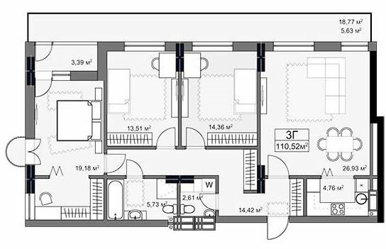 3-кімнатна 110.52 м² в ЖК YARD від 42 000 грн/м², Харків