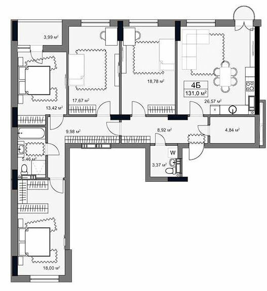 4-комнатная 131 м² в ЖК YARD от 45 000 грн/м², Харьков