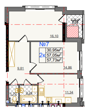 2-кімнатна 57.73 м² в ЖК на вул. Очеретяна, 11 від 25 400 грн/м², Львів