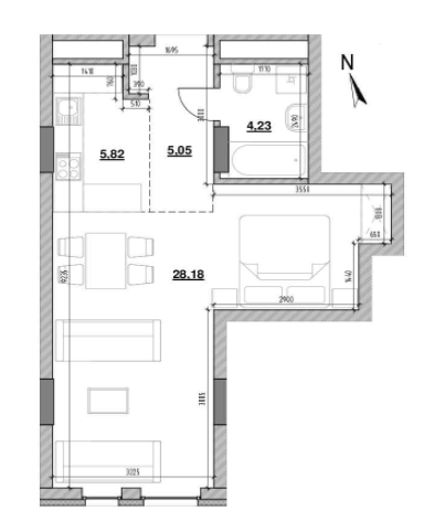 Студія 43.17 м² в ЖК Америка від 29 112 грн/м², Львів