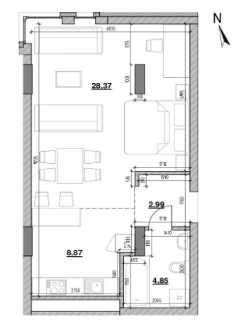 1-кімнатна 45.31 м² в ЖК Америка від 26 750 грн/м², Львів