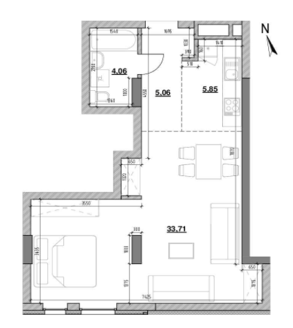 1-комнатная 48.61 м² в ЖК Америка от 26 452 грн/м², Львов