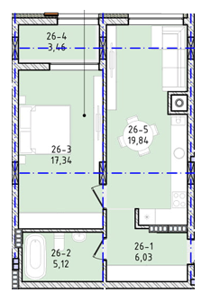 1-кімнатна 51.79 м² в ЖК Вілла Зубра від 24 700 грн/м², с. Зубра