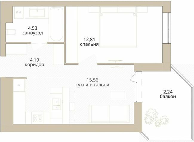 1-комнатная 39.33 м² в ЖК Dream Lake от 23 700 грн/м², Винница