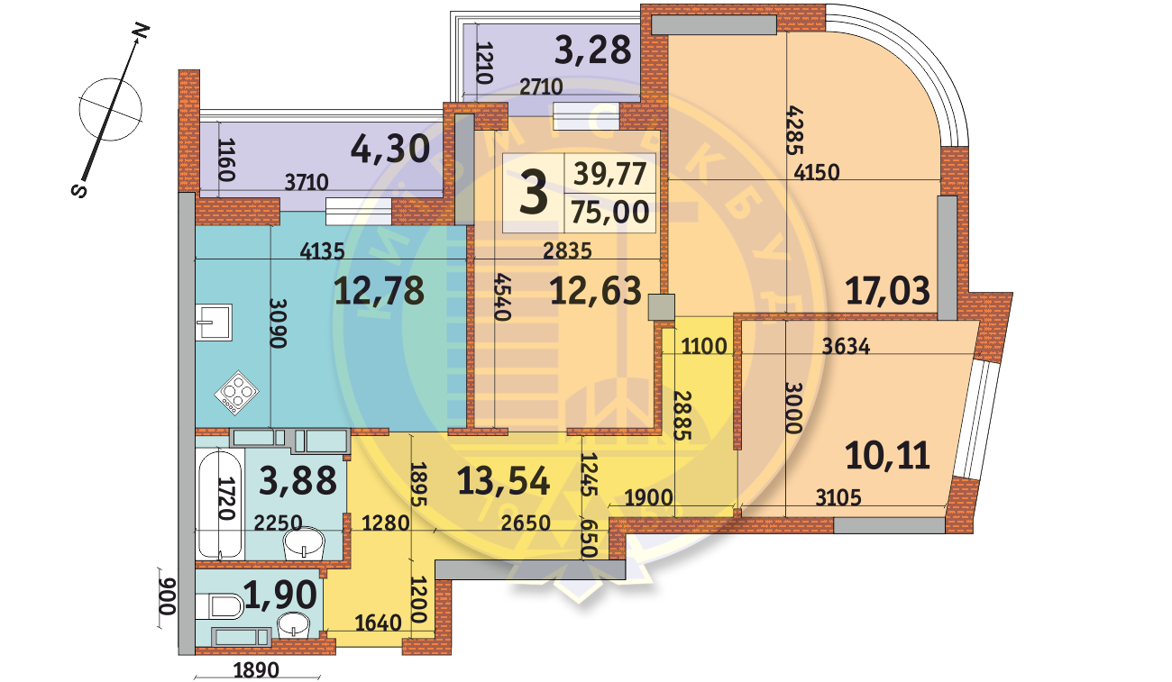 3-кімнатна 75 м² в ЖК Урлівський-2 від 28 718 грн/м², Київ