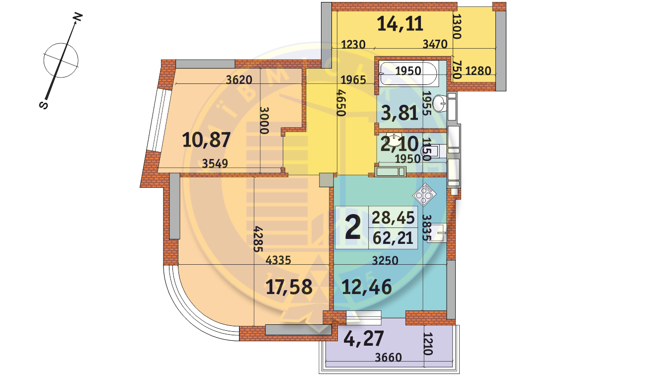 2-комнатная 62.21 м² в ЖК Урловский-2 от 30 243 грн/м², Киев