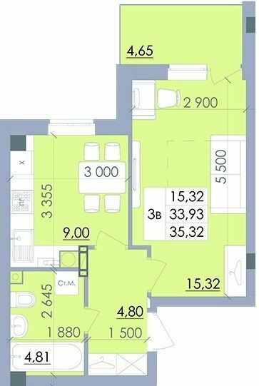 1-кімнатна 35 м² в ЖК на вул. Полтавський Шлях, 61 від 13 900 грн/м², смт Чутове