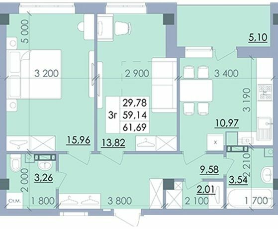 2-комнатная 62 м² в ЖК на ул. Полтавский Шлях, 61 от 13 700 грн/м², пгт Чутово