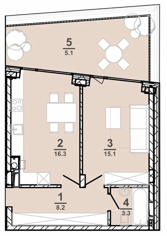 1-кімнатна 48 м² в ЖК AMSTERDAM від 34 200 грн/м², Полтава