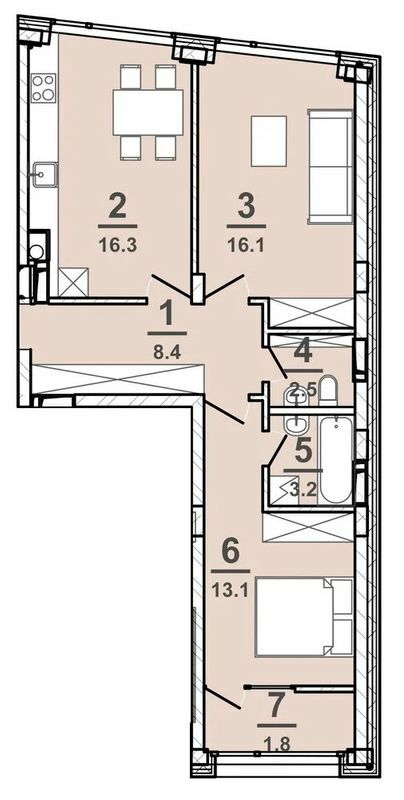 2-комнатная 61.5 м² в ЖК AMSTERDAM от 30 000 грн/м², Полтава