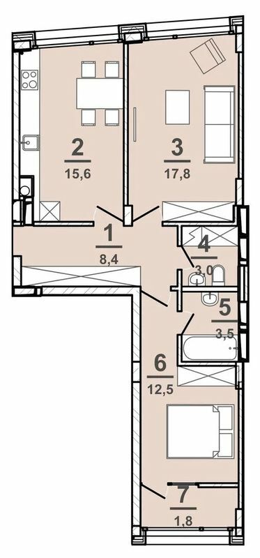 2-комнатная 62.7 м² в ЖК AMSTERDAM от 30 000 грн/м², Полтава