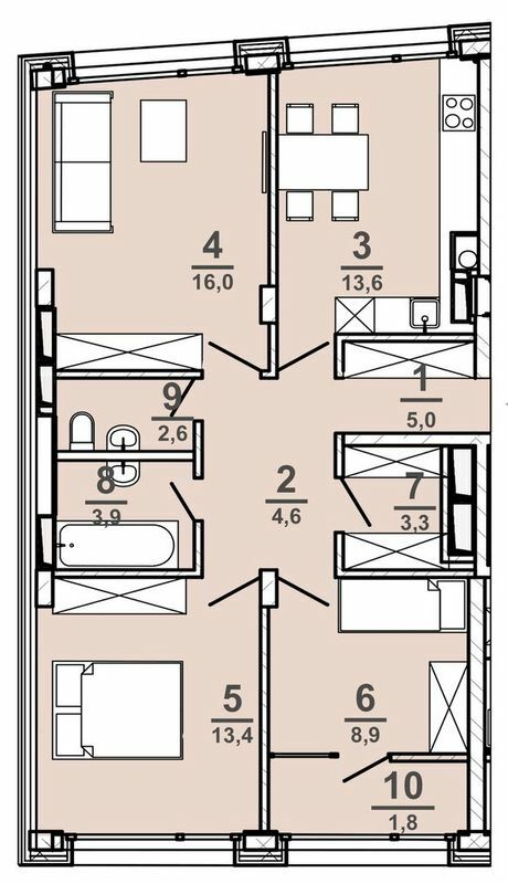 3-комнатная 73.1 м² в ЖК AMSTERDAM от 32 300 грн/м², Полтава