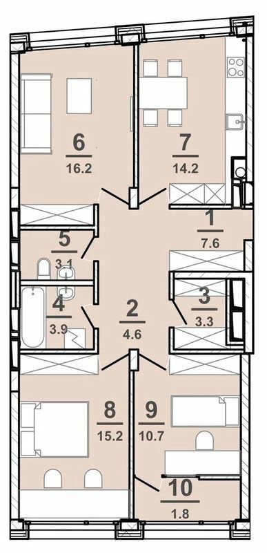 3-комнатная 80.5 м² в ЖК AMSTERDAM от 32 300 грн/м², Полтава